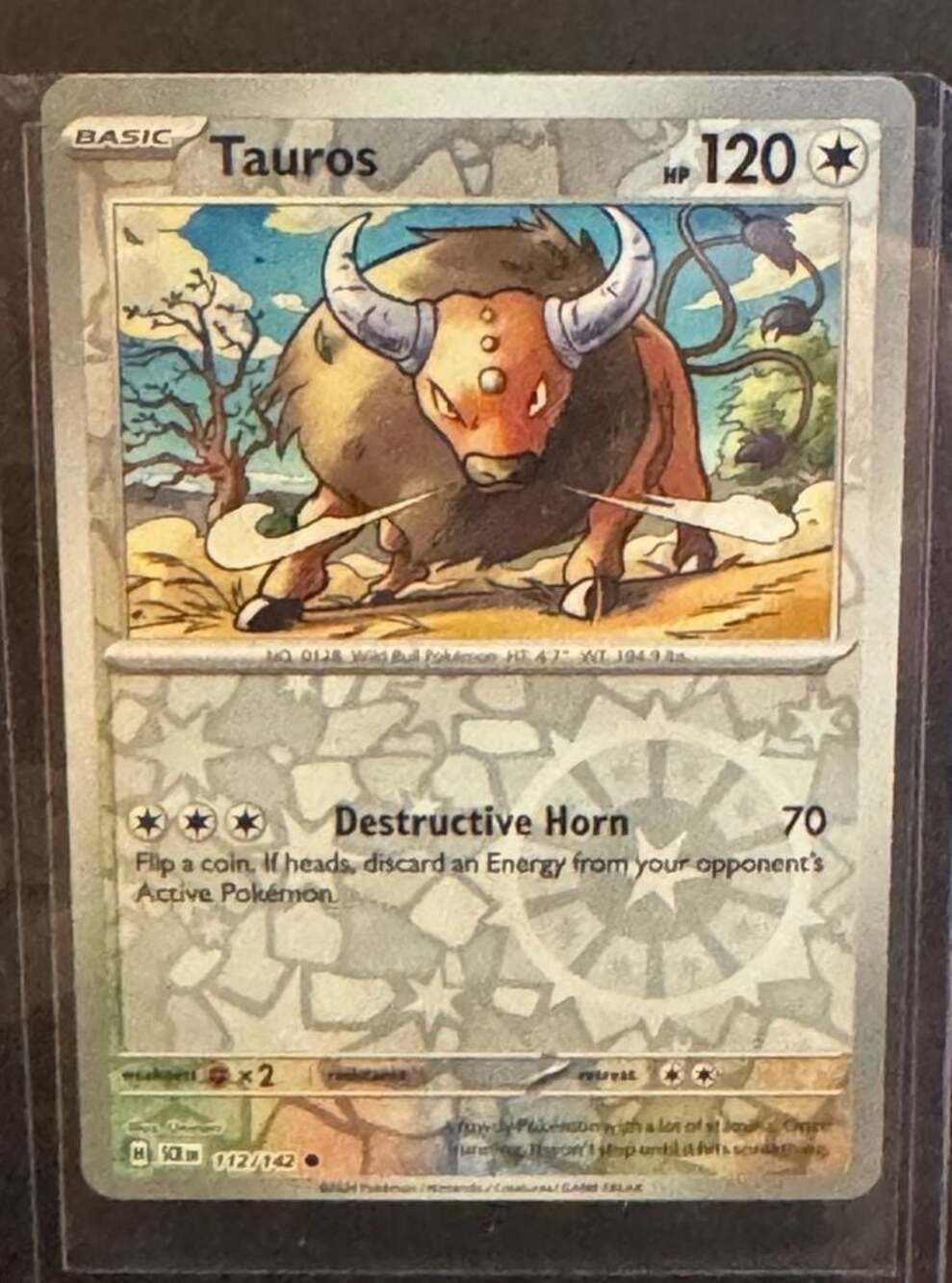 Tauros 112/142 Reverse Holo Pokémon TCG Scarlet & Violet Stellar Crown